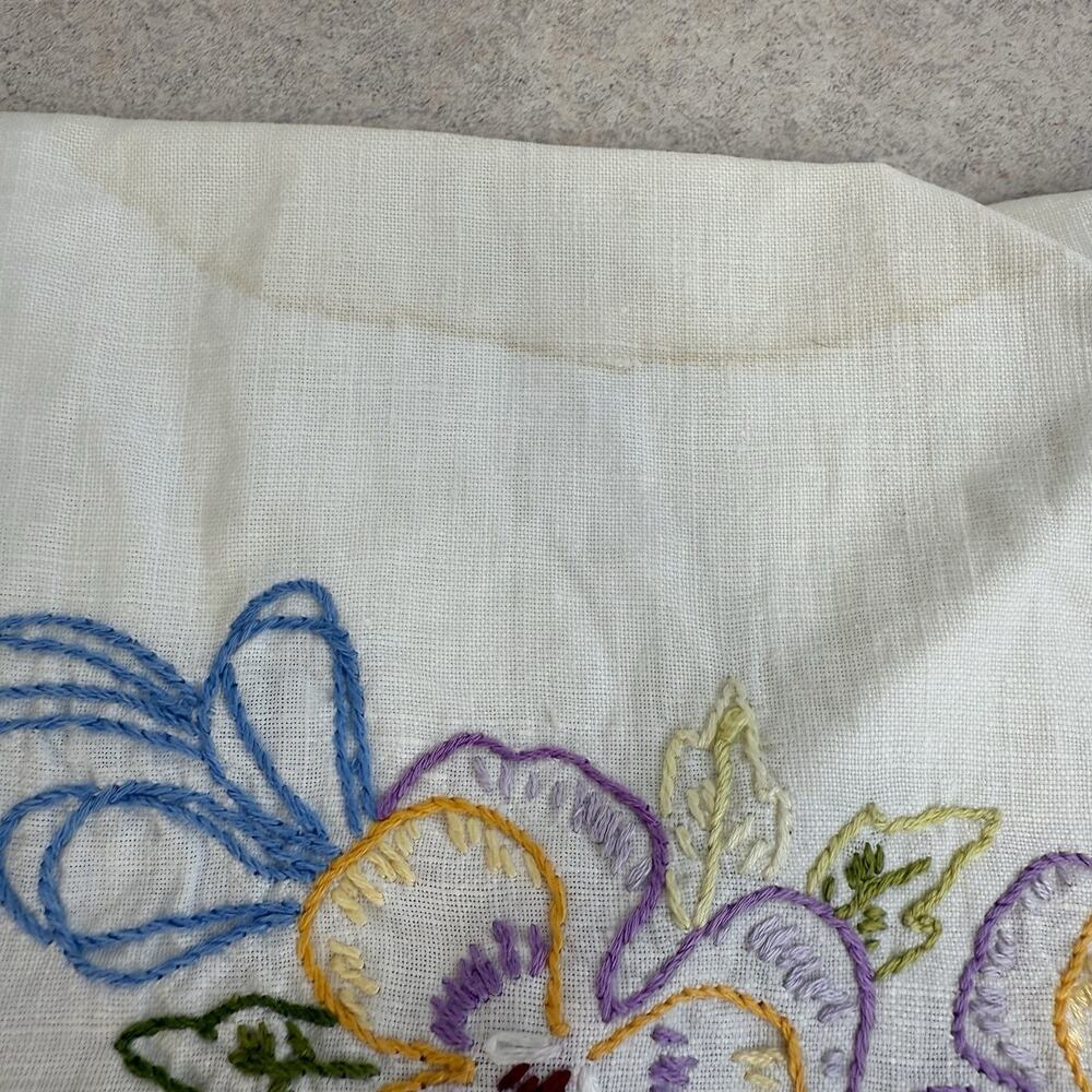 Vintage Lot of 2 Handpainted Hand Stitched Embrodered Table Runners Scarf - Picture 4 of 10